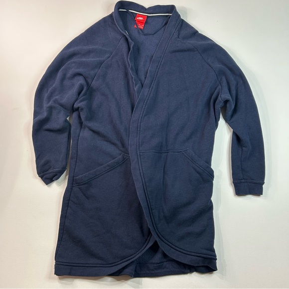 Nike Cardigan Women's Medium With Pockets Long Sleeve Blue Wrap Around Pockets - Picture 1 of 7